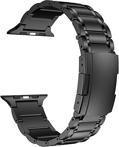 MaKTech Correa de Titanio,Pulsera Metálica de Cinco-Piezas con Hebillas en Forma de Tortuga,Compatible con Apple Watch Serie 11/10/9/8/7,Ultra 3/2/1,SE 3/2/1 [2025] (46mm/45mm/44mm/49mm,Negro)