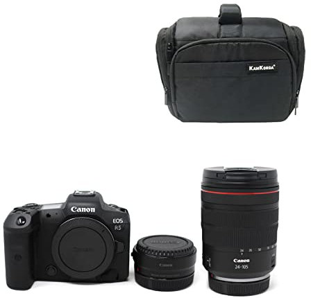 KamKorda R5 Full Frame Mirrorless Camera with RF 24-105 f/4L Lens, EF-EOS R Adapter, 45MP Sensor, 8K Video, Black