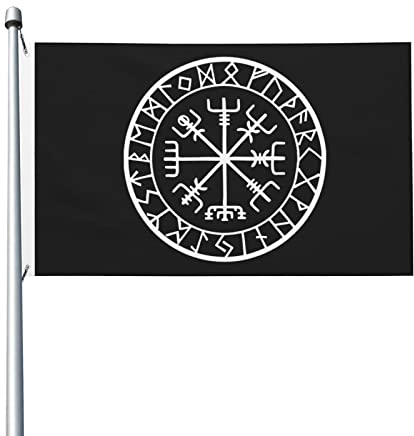 Vegvisir-Flagge, 90 x 150 cm, Außendekoration, Banner, Hofflagge mit Ösen