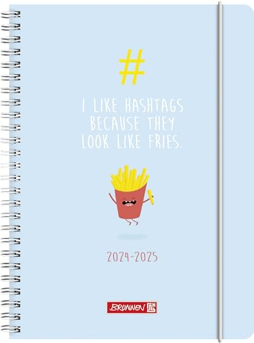 BRUNNEN Schülerkalender (2024/2025) „#fries“, 2 Seiten = 1 Woche, A5, 208 Seiten, hellblau