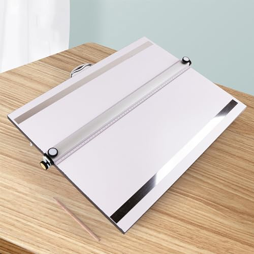 LBMED Generisches A2-Zeichenbrett, Professioneller Metrischer Zeichentisch Mit Verstellbarem Klarem Positionierungslineal Und Magnetkartenstreifen, Präzise Messung Und 60 X 45 cm Arbeitsfläche