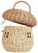 BEIJIALY Rattan-Aufbewahrungskorb, Pilzkorb mit Deckel, Pilz-Aufbewahrungskorb, Handgefertigter Rattan-Korb, Dekorativer Korb mit Gewebtem Griff, Regal-Organizer für Heimdekoration,(Beige)