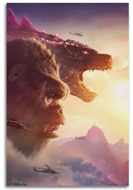 Zamou Godzilla X Kong Leinwand-Poster, Wandkunst, dekoratives Wohnzimmer-Poster, Schlafzimmer-Poster, 30 x 45 cm, ungerahmter Stil