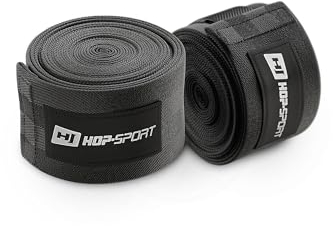 Hop-Sport Boxbandagen aus Baumwolle, 4 m & rot/schwarz, Bandagen - Boxen und Krafttraining, mit Klettverschluss, für Verschiedene Kampfsportarten (Schwarz)