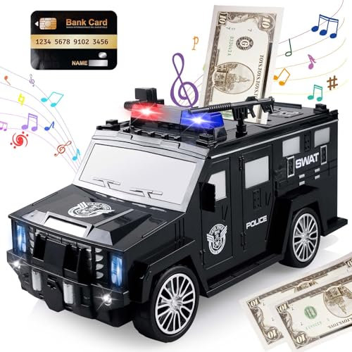Geldtransporter Sparschwein – Kreative Elektronische Spardose Kinder, Sparschwein für Jungen Mädchen mit Passwortschloss, Bankkarte, Diebstahlalarm, Soundeffekten, Beleuchtung