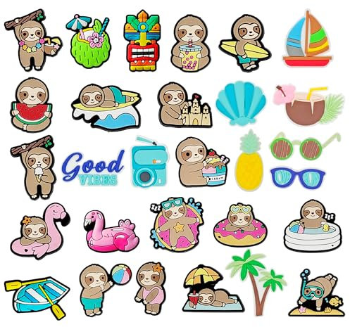 Cartoon Shoe Charms for Croc, Cute Animal PVC Shoe Decoration for Croc Sandals Bracelet Wristband, Charms Gift for Kids Boys Girls Adult Men Women Party Favor (Sloth)