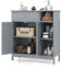 RELAX4LIFE Bathroom Floor Cabinet, Wooden Storage Cupboard with 1 Drawer, 2 Doors, 3 Open Shelves and Adjustable Shelf, Freestanding Storage Organizer Unit for Living Room Bedroom Hallway (Grey)