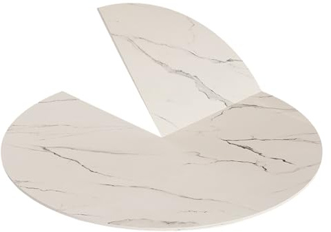 Großer Runder Klapptisch Holz 120cm-200cm Durchmesser Platzsparender Gartentisch Klappbar wasserdichte ohne Beine für Familienfeiern Bankette(White,120cm)