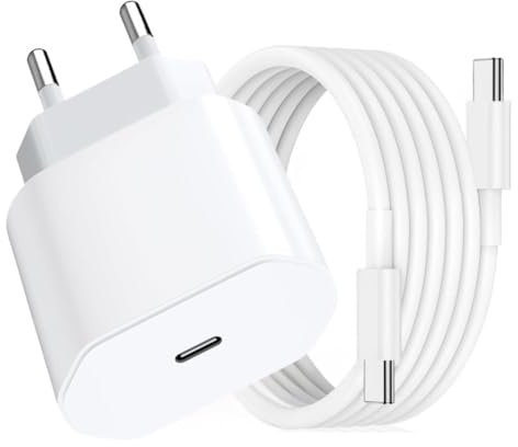Cargador USB C, Cargador Carga Rapida para iPhone 17 16 15 Pro MAX Air Plus, iPad Pro/iPad Air, 20W USB C Cargador Enchufe Rapido Adaptador Corriente con 1M Cable USB C