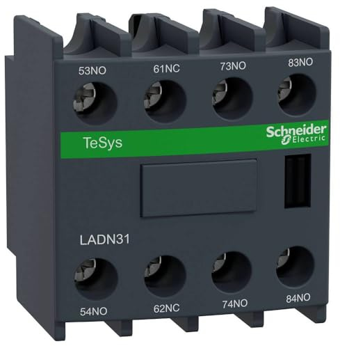 Schneider Electric, Auxiliary contact block, TeSys D, 3NO + 1NC, front mounting, screw clamp terminals, LADN31