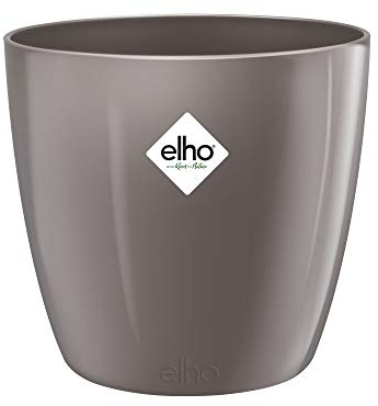 Elho Brussels Diamond Round 18 - Vaso per Interno - Ø 18.1 x H 16.2 cm - Grigio/Oyster Pearl