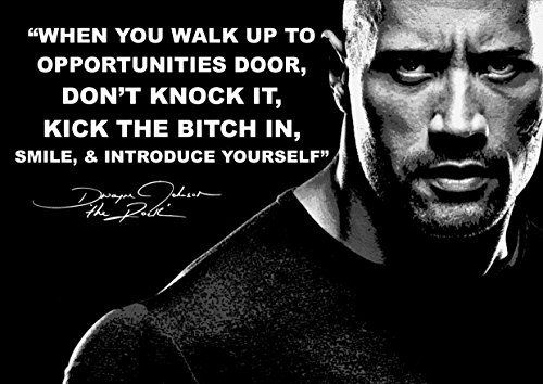 Motivierendes und inspirierendes Poster mit dem Lebensmotto von Dwayne Johnson – „The Rock“ (mit Schriftzug in englischer Sprache)