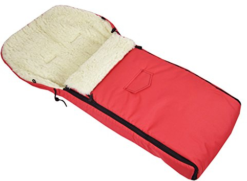 BAMBINIWELT universaler Winterfußsack 108 cm – aus Lammwolle, warm & weich – passend für Kinderwagen, Buggy & Schlitten – wasserabweisend & waschbar, Farbe: Rot
