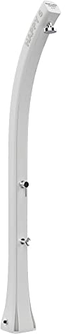 Solardusche ARKEMA F520 / 9003 Happy Five Farbe Weiss RAL 9003 Bogenförmige Dusche für Outdoorbereiche aus Polyethylen HD Mit Einhebelmischer und Fussbrause Wassertank 28 Liter Höhe 217 cm