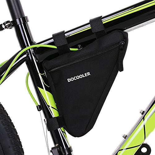 Docooler Fahrradtasche, dreieckig, Oxford-Stoff, 18 x 18 x 4 cm, Sattel-Tasche für Ihr Fahrrad, schwarz