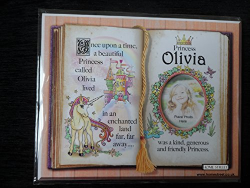 Geschenk für Olivia Prinzessin Einhorn Halterung mit Bilderrahmen Special Vers und Auswahl der