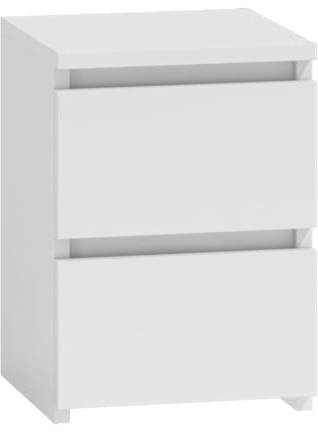 WHATSIZE ENTERPRISE – Moderna – Small Chest of Drawers | Contemporary 2 Drawer Wood Bedside Table & Night Stand - Office, Lounge & Bedroom Furniture Storage Cabinet, White