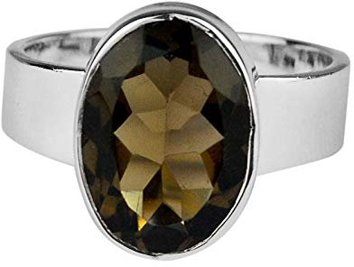 Ringe Rauchquarz Echter Edelstein Ring Größe 9 US 5,68 g 925 Sterling Silber Wiesen