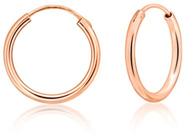 Orecchini Donna Cerchio Argento 925 Placcati Oro Rosa 18K - Orecchini Donna Oro Rosa - Cerchietti Dorati - Spessore 2 mm - Diametro 20 mm