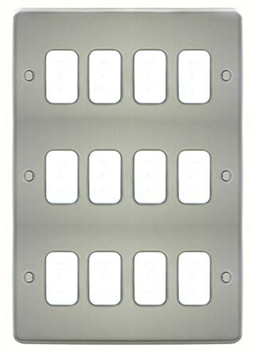 Deta G3358 Grid Cover Front Plate 12 Gang Satin Chrome