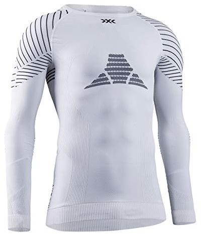 X-BIONIC Invent 4.0 Shirt Round Neck Long Sleeves Men Baselayer Functional Sport T-Shirt - White/Black, Small