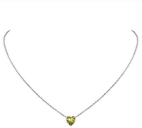 Piedras de Olivo Verde Cadenas Antialérgicas para Pieles Sensibles Colgantes de Corazón Plata de Ley para Mujeres Regalo de Madre