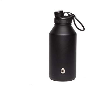 Tal Ranger Pro Wasserflasche aus Edelstahl, doppelwandig, isoliert, 1,8 l, Schwarz