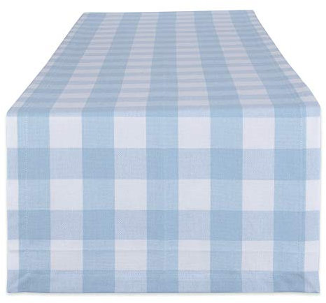 DII Buffalo Check Collection Tischläufer, 35,5 x 182,9 cm, Hellblau/Weiß