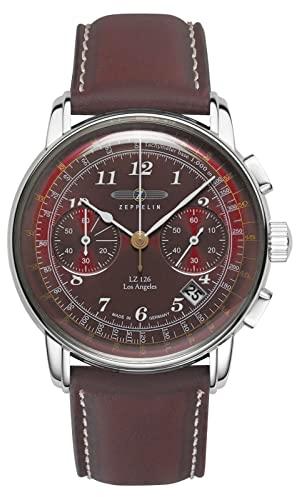 Zeppelin Herrenuhr mit Lederband Serie LZ126 Los Angeles Chronograph Datum 7614-6