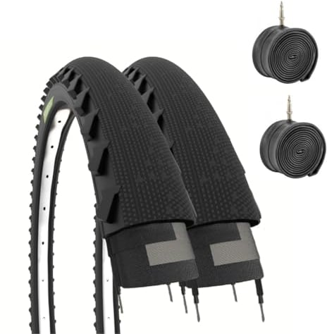ECOVELO Neumáticos Negros 26 X 1.95 (50-559) 2 Cubiertas Demi Slick 26 x 1,95 + cámaras de Aire, Adultos Unisex, 26