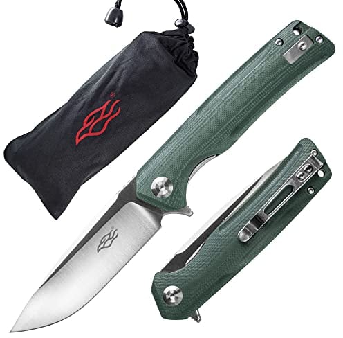 Firebird GANZO FH91-GB Couteau Pliant de Poche Lame en Acier D2 G10 Poignée Antidérapante avec Clip Camping Pêche Chasse EDC Couteau (Vert)