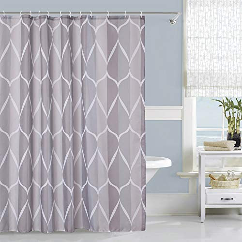 Trimming Shop Badezimmer-Duschvorhang 180 x 180 cm, Badvorhang aus hochwertigem Polyestergewebe, schimmelresistent und schimmelresistent, mit 12 Haken, Grau
