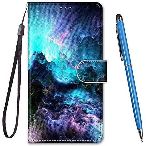 TOUCASA für Moto E7 Plus Hülle,Handyhülle für Moto G9 Play,Premium Brieftasche PU Leder Flip [Kreativ Gemalt] Case Handytasche Klapphülle für Motorola Moto E7 Plus / G9 Play (Farbige Wolken)