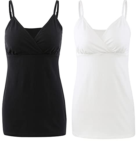 COLOMI Maternity Nursing Tank Tops Built in Bra for Breastfeeding Basic Camisole
