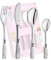 KIDDI-MEDIA Kinderbesteck mit Namensgravur/Motiv Prinzessin / 4-teilig (alle 4 mit Name graviert) / aus Edelstahl/Gravur in ansprechenden Schriften