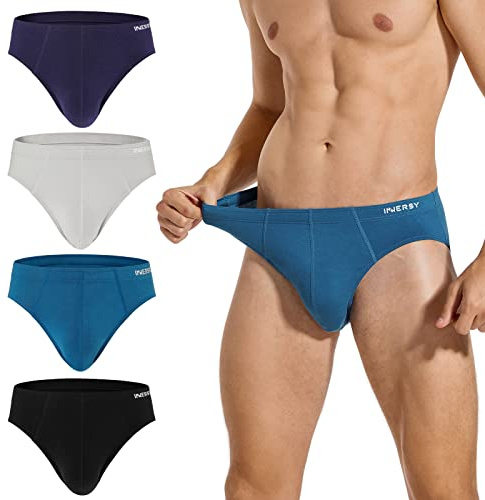 INNERSY Men's Underwear Briefs Multipack Soft Underpants Midi Pants 4 Pack | Cotton Viscose Material, Fabric Covered Waistband, Double-layer Front Pouch, Breathable for Everyday Wear, Tag-free, Exercise
