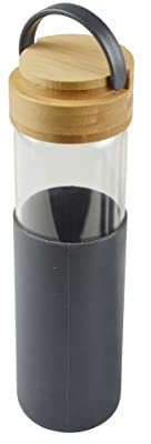 1001kdo Gourde en verre et bambou Anthracite