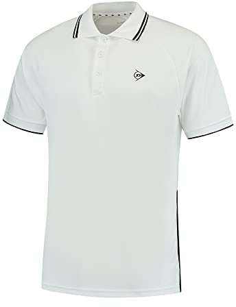 DUNLOP Herren Club Polo, Sport Tennis Polo Hemd T-Shirt, Weiß/Schwarz