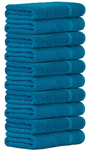 Luckytowel 10er Set Gästehandtücher 30x50 cm 100% Baumwolle, 600g/m² Oeko-Tex Gästetuch-Set 10er Pack Türkis
