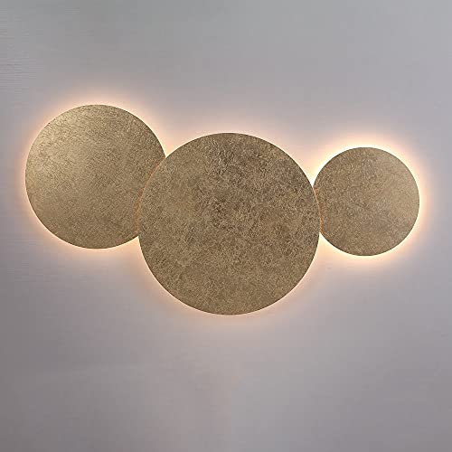 s.luce Cloud indirekte LED Wandleuchte Kombination Wandlampe Wohnzimmerlampe, Farbe:Blattgold, Größe:30/40/50, Dimmen:Phasenanschnitt/-abschnitt (Dimmschalter)