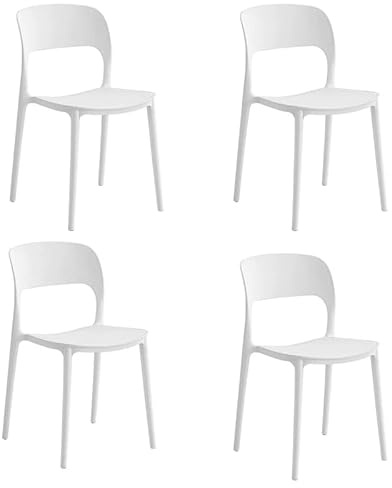 Display Guru Set Of 4 Modern Style indoor outdoor Modern Retro Dining Garden Stackable Chairs (White)