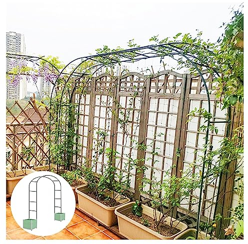 HJZALMI Stahl Gartenbogen, Gartenbogen Spalier, Stahl-Gartenbogen Mit Pflanzkörben Für Verschiedene Schlingpflanzen Außenbereich (Farbe : Green-13mm, Größe : 230x200cm)