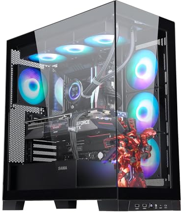 SAMA NEVIEW 4503 Case per PC Mid Tower con doppi pannelli in vetro temperato, 4 ventole ARGB da 120 mm preinstallate, case per PC ATX ad alto flusso d'aria per case da gioco, USB 3.0 × 2, porta di