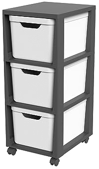 Jive Rollcontainer mit 3 Schubladen, Kunststoff (PP) BPA-frei, weiss, 3 x 16l (37.9 x 30.4 x 32.9 cm)