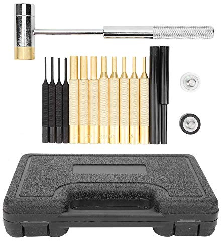 Ensemble de Poinçons d’Armurier Professionnel 17 Pièces à Goupille Cylindrique avec Marteau pour Réparation d’Armes de Chasse et Sportives
