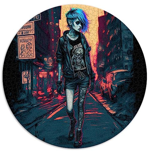 Emo Girl-Puzzles für Erwachsene 1000 kreisförmige Puzzles, Premium-Brett aus 100% recyceltem Material, 67,5 x 67,5 cm
