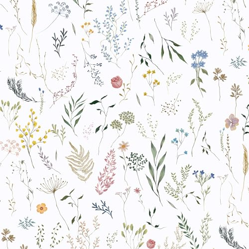 CiCiwind Selbstklebende Tapete Blumen 41×300cm Weiß Selbstklebende Blumen Blatt Tapete Verdicken Möbelfolie Selbstklebend Wasserdicht Vinyl Klebefolie für Wand Schrank Möbel Dekor