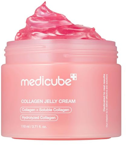 Medicube Kollagen-Gelee-Creme: Niacinamid und gefriergetrocknetes, hydrolisiertes Kollagen – fördert die Barriere-Hydratation der Haut und verleiht 24 Stunden Glanz und Lifted Look – keine künstliche