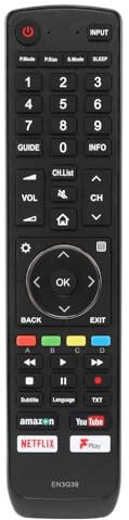 EN3G39 Universal Remote Control Compatible for Hisense H55U7AUK A6250 H55A6250UK AE6100 H50AE6100UK H58AE6100UK EN3B39 EN3N39H TV