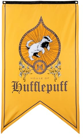 Conquest Journals Harry Potter Hufflepuff Crest Banner, bandera extragrande de 76 x 127 cm, tela Oxford 300D, pancartas para fiestas de cumpleaños, suministros de fiesta, decoraciones de dormitorio,